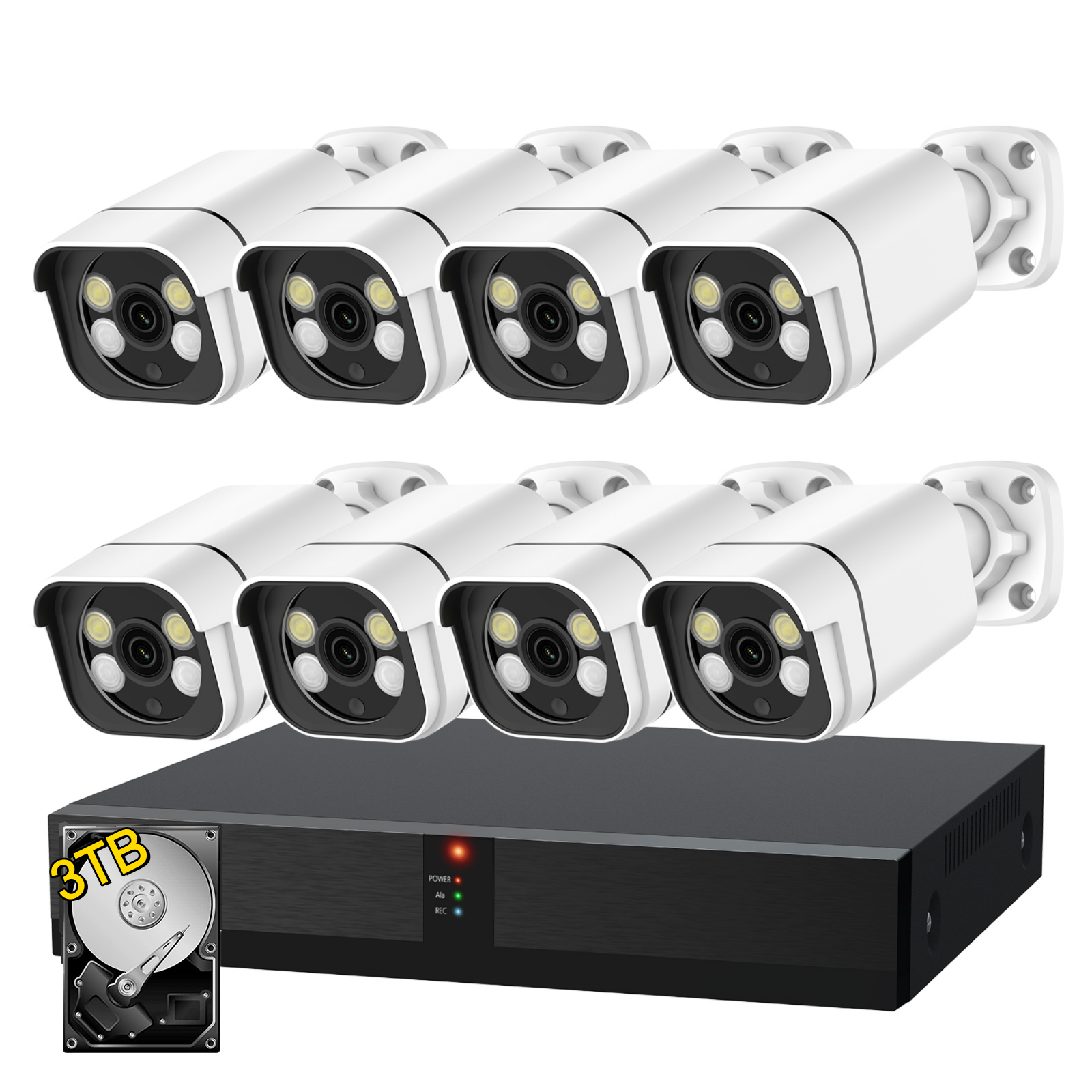 8CH 2K IP POE CAMERA KIT with 3TB HDD