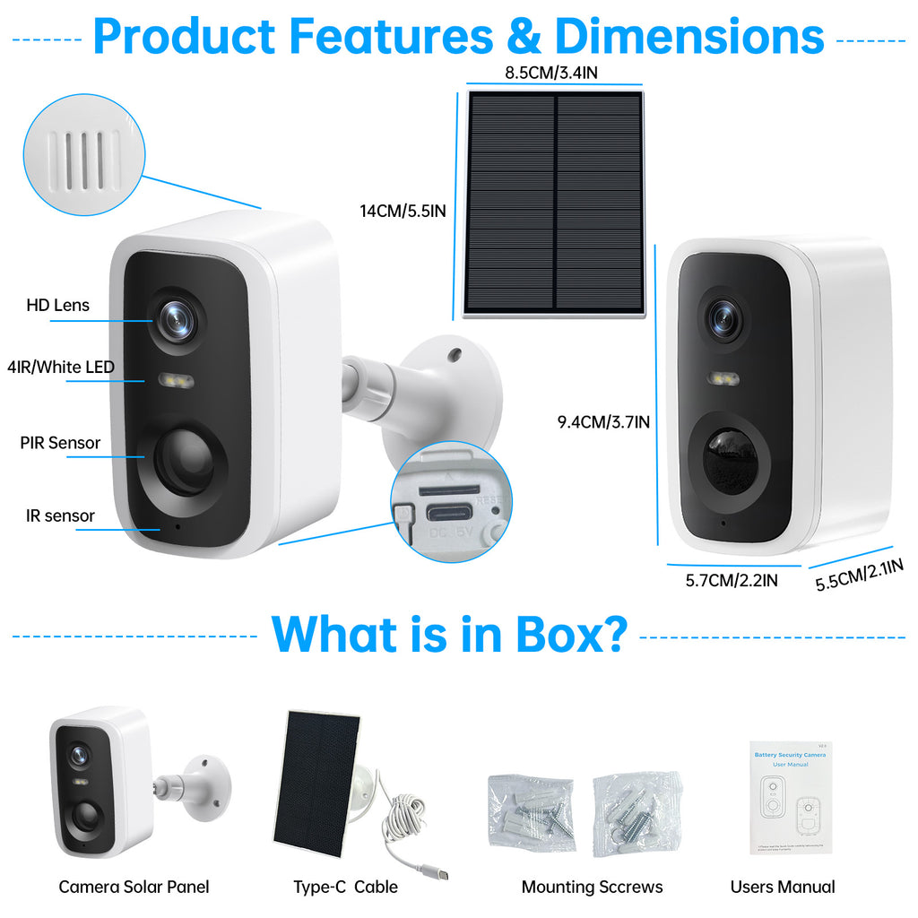 4MP WiFi Rechargeable Battery Security Outdoor Solar Camera