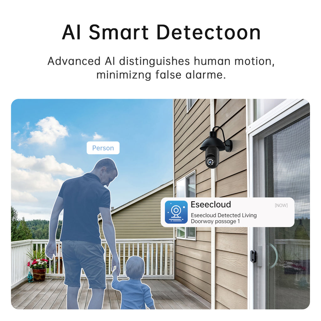 3MP AJcloud 1 Pack E27 Light Bulb Black PTZ WiFi Indoor Network Security Camera